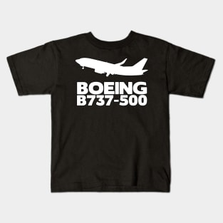 Boeing B737-500 Silhouette Print (White) Kids T-Shirt